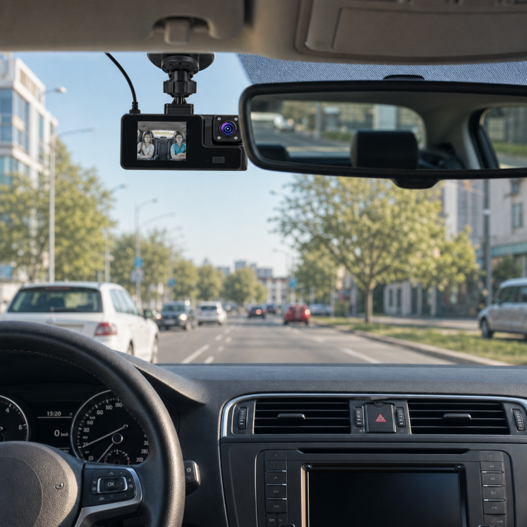 3-Channel Dash Cam | Front, Rear and Cabin, 64GB Card Included