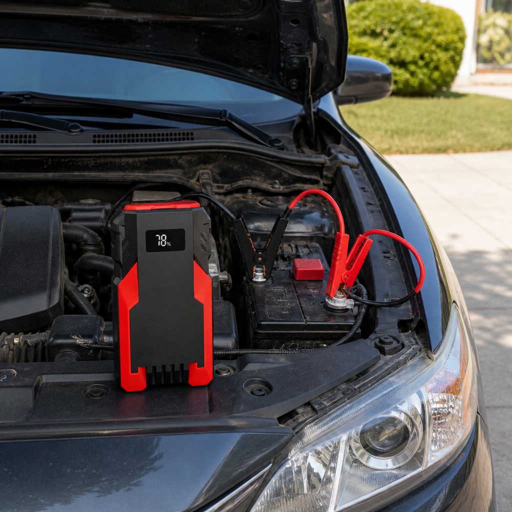 Portable 12V Jump Starter | Car Battery Booster with Flashlight