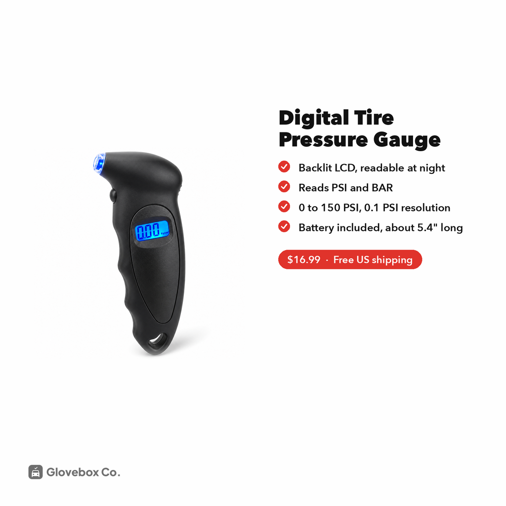 Digital Tire Pressure Gauge | Backlit LCD, 0 to 150 PSI