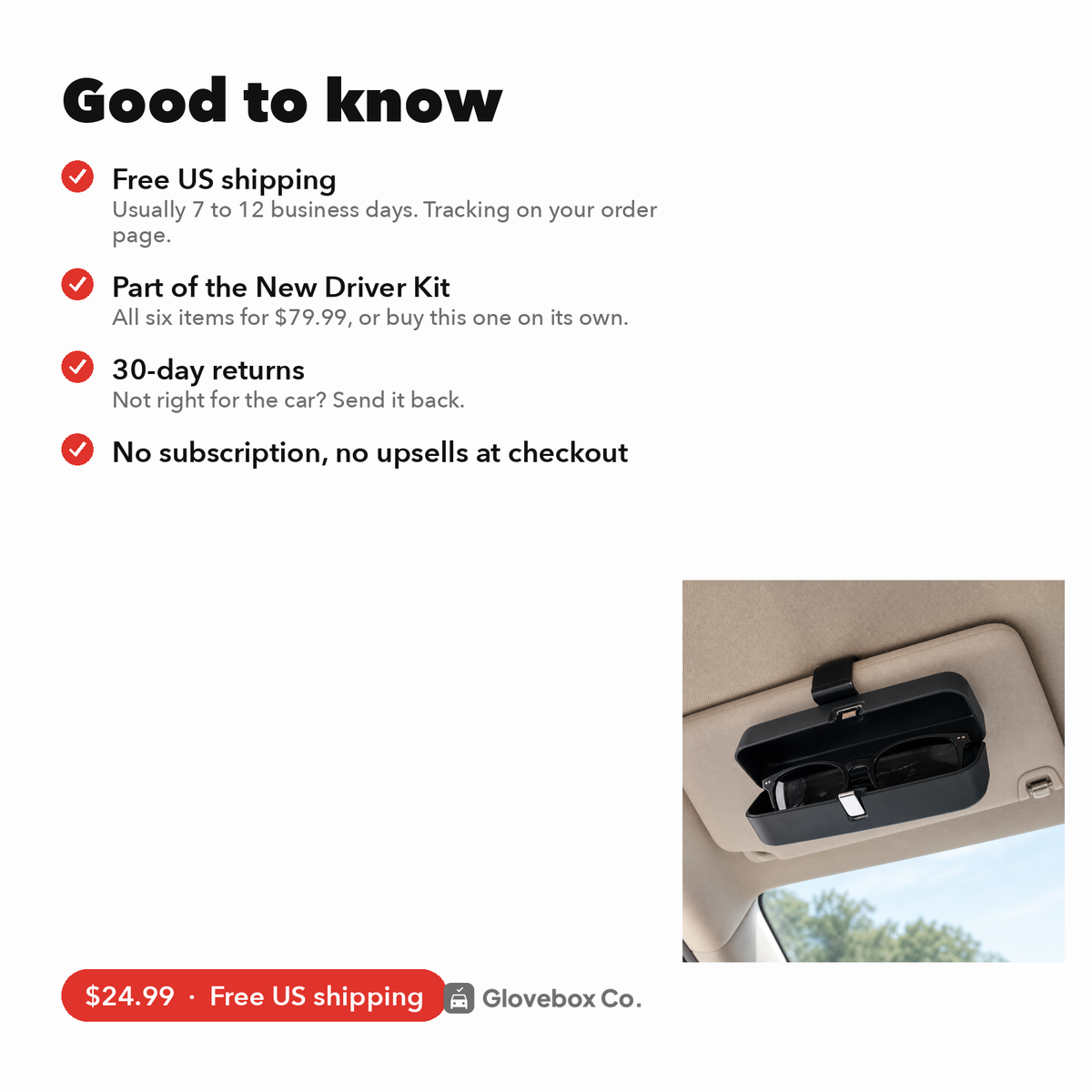 Sun Visor Sunglasses Case | Hard Case with Card Slot
